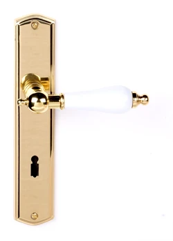 BAWO Türdrücker L39 Messing poliert/Porzellan weiß